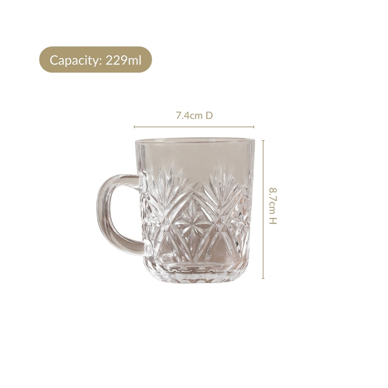 Vintage Panelled Embossed Mugs Set Of 6 229ml