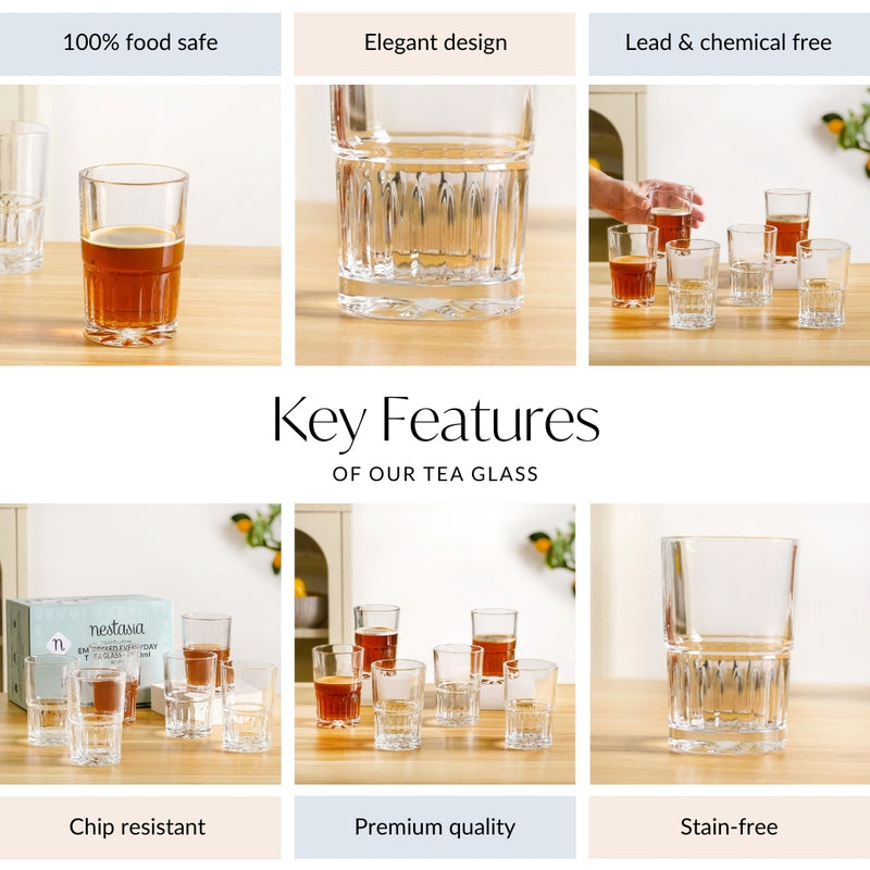 Embossed Tea Glass Set Of 6 190ml