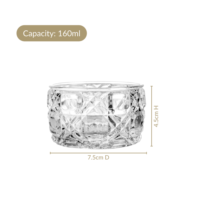 Luxury Embossed Glass Bowl Set Of 6 160ml