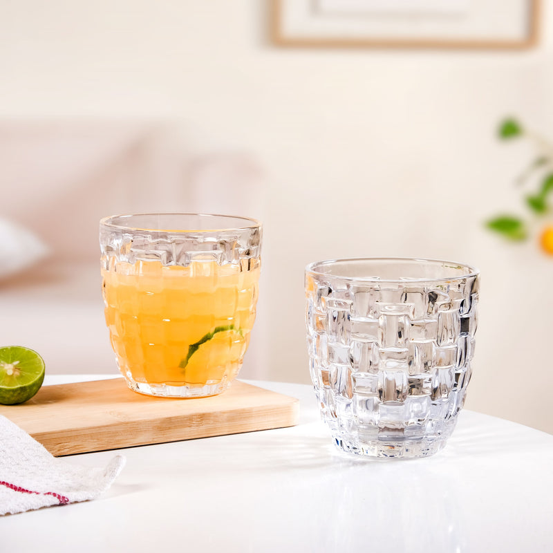 Basket Weave Glass Tumbler Set Of 6 260ml