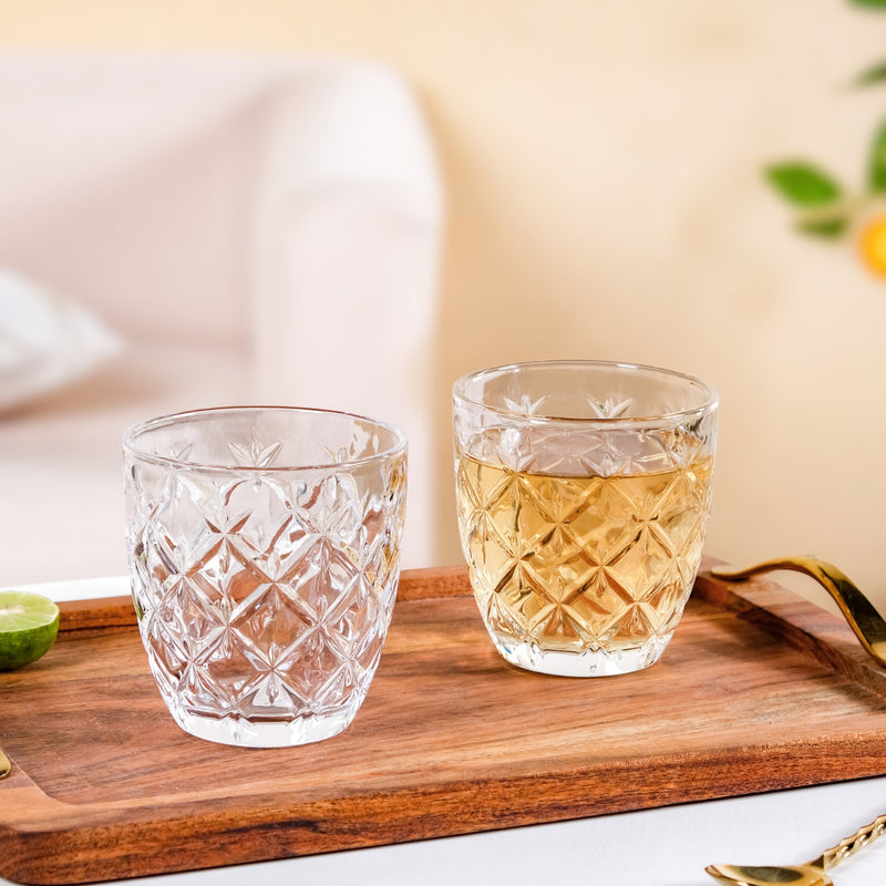 Diamond Cut Glass Tumbler Set Of 6 260ml
