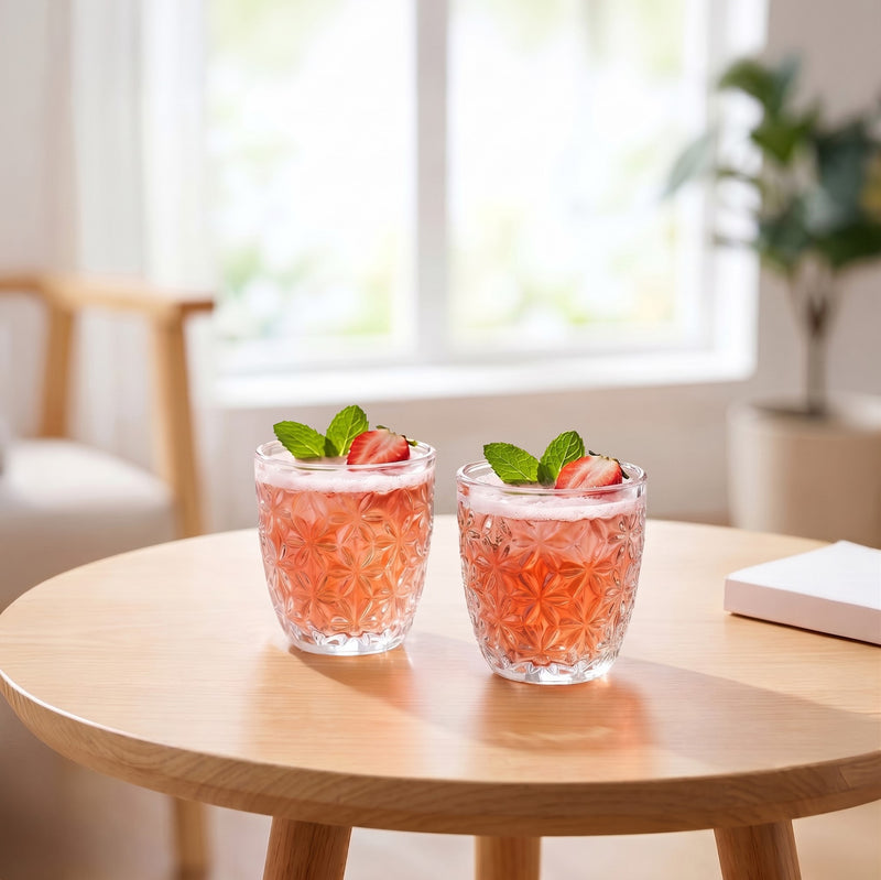 Embossed Drinking Tumblers Set Of 6 260ml
