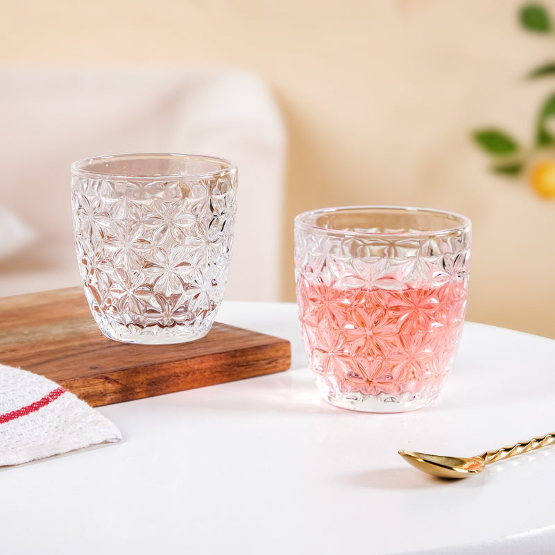 Embossed Drinking Tumblers Set Of 6 260ml