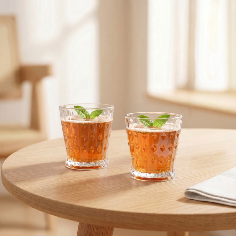 Diamond Patterned Drinking Tumbler Set Of 6 245ml
