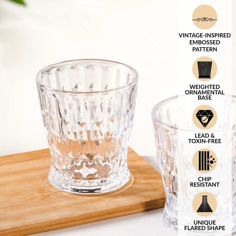 Diamond Patterned Drinking Tumbler Set Of 6 245ml