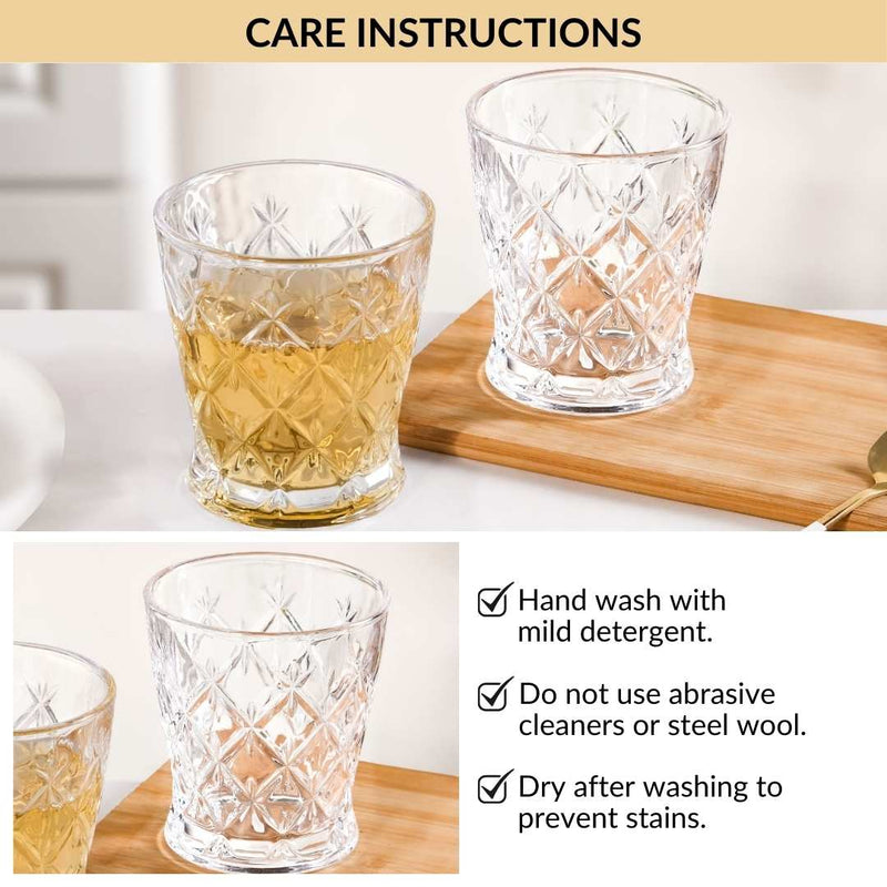 Diamond Cut Drinking Glass Set Of 6 245ml