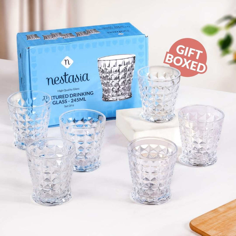 Textured Drinking Glass Set Of 6 245ml