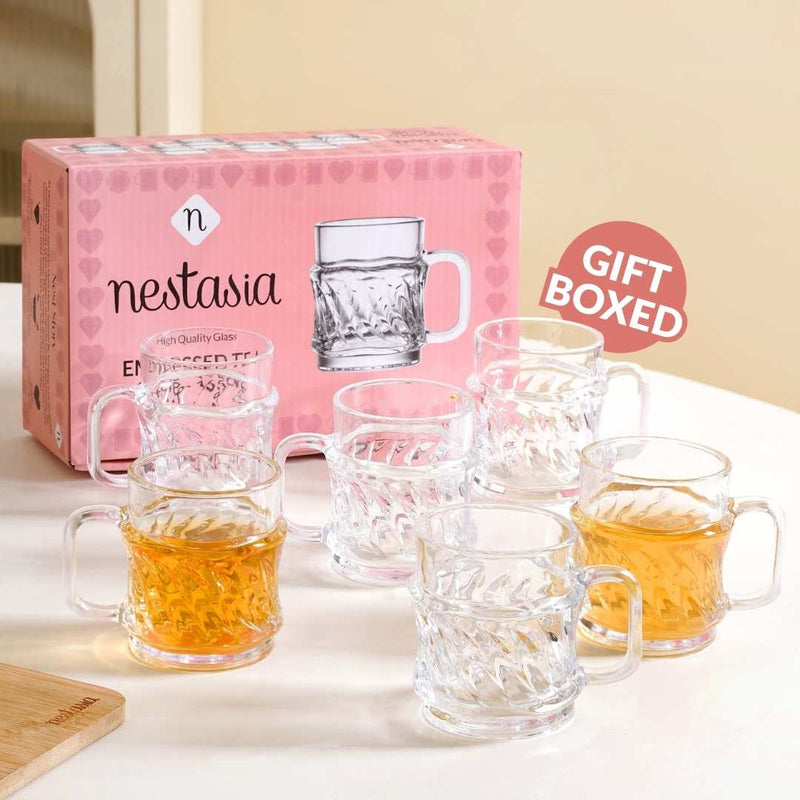 Embossed Tea Cup Set Of 6 165ml