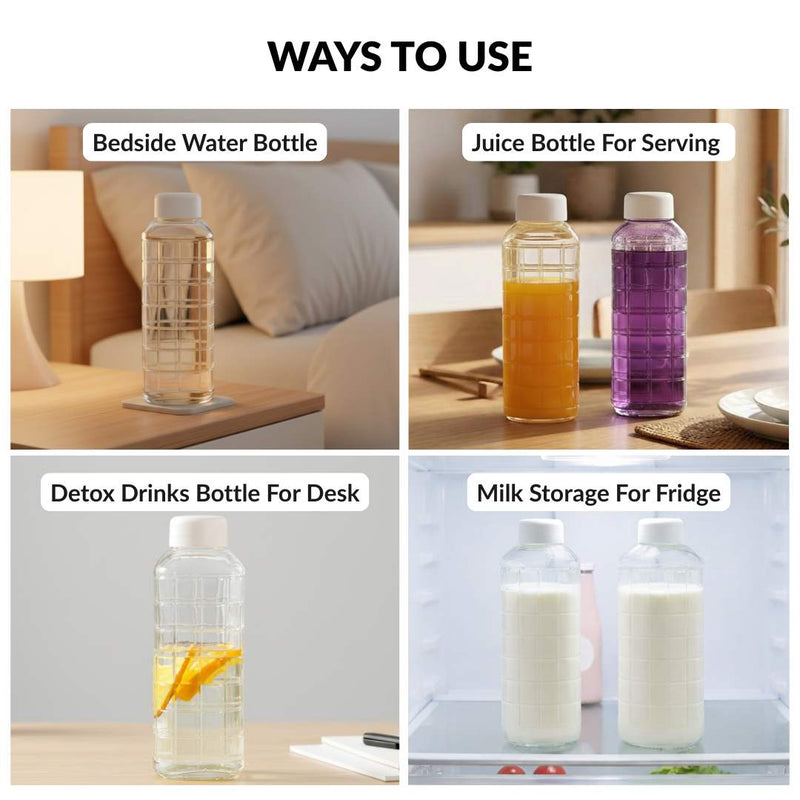 Everyday Transparent Glass Bottle Set Of 2 980ml