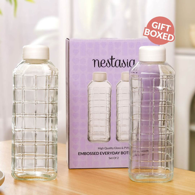 Everyday Transparent Glass Bottle Set Of 2 980ml