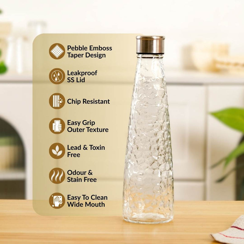 Glass Bottle With Stainless Steel Lid Set Of 2 750ml
