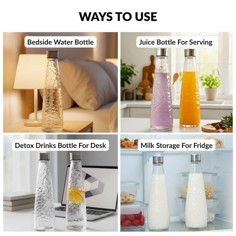 Glass Bottle With Stainless Steel Lid Set Of 2 750ml