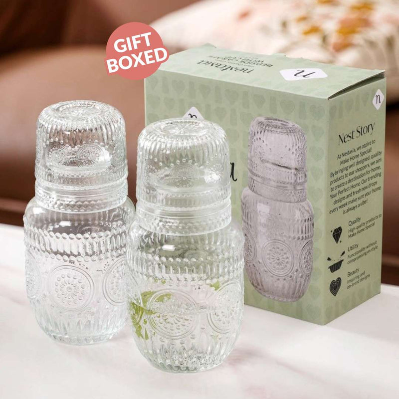 Vintage Bedside Carafe Gift Set Of 2