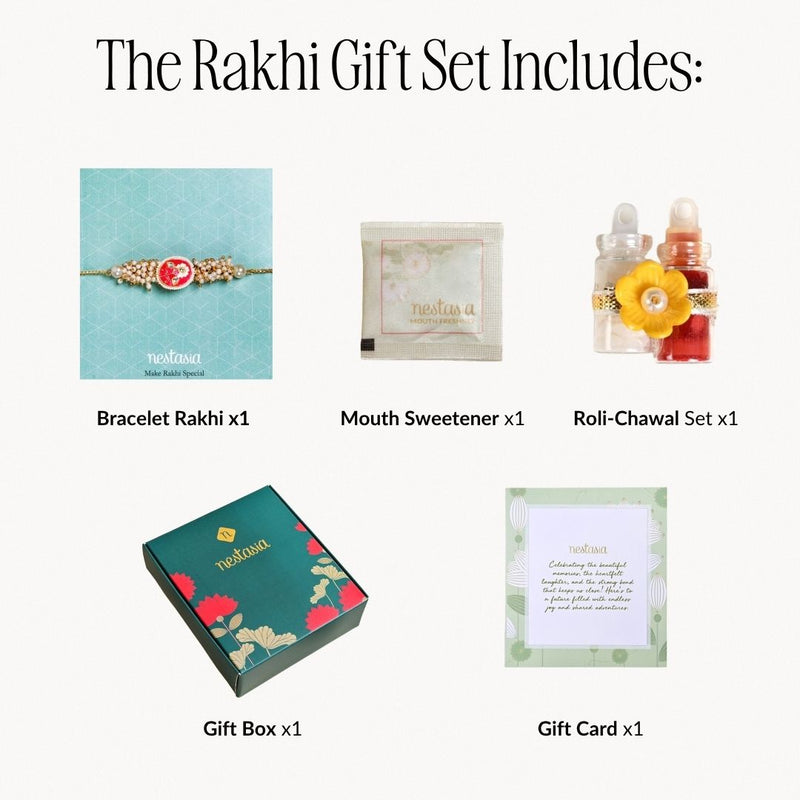 Pearl Cluster Pink Bracelet Rakhi Gift Set