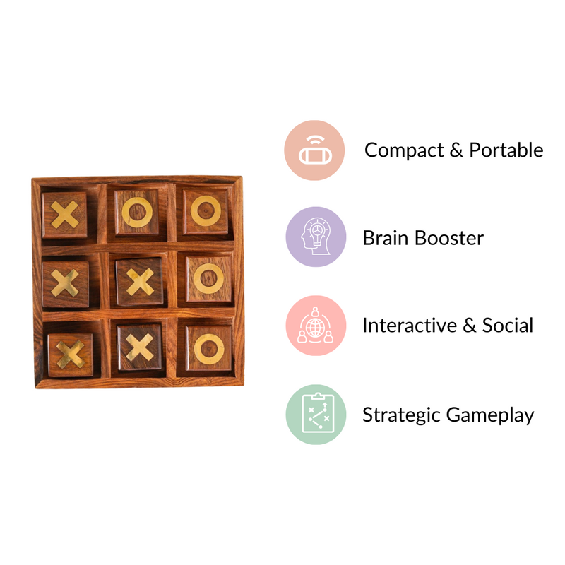 Wooden Tic Tac Toe Party Board Game