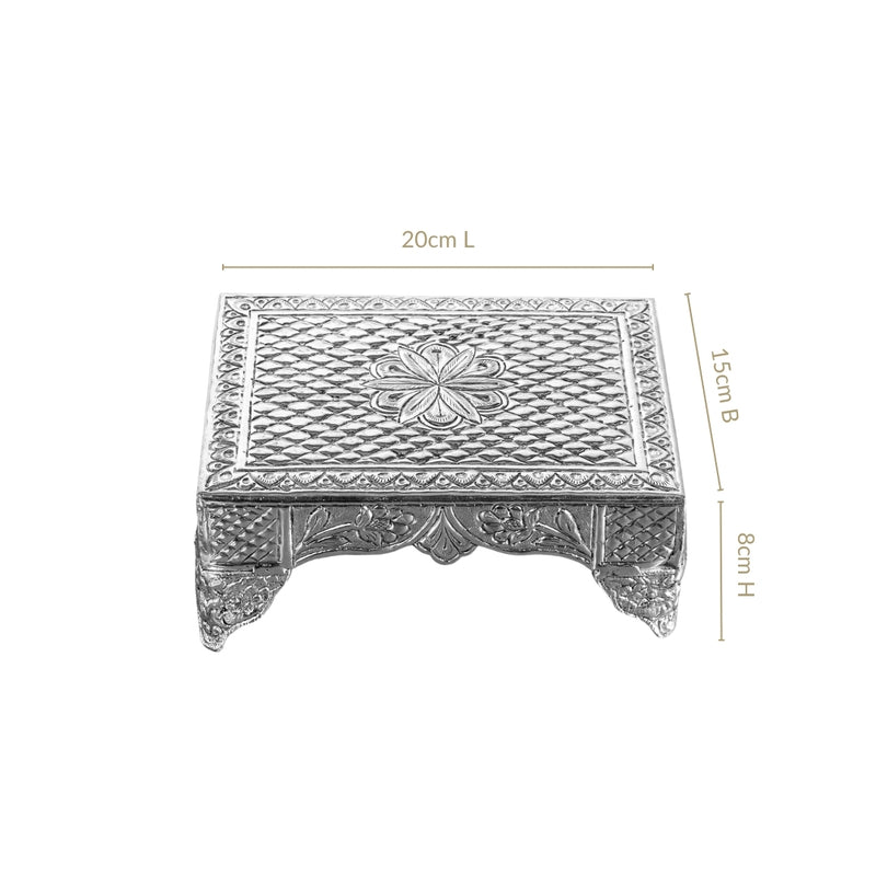 Flora Chowki Brass With Pure Silver Polish 20x15cm