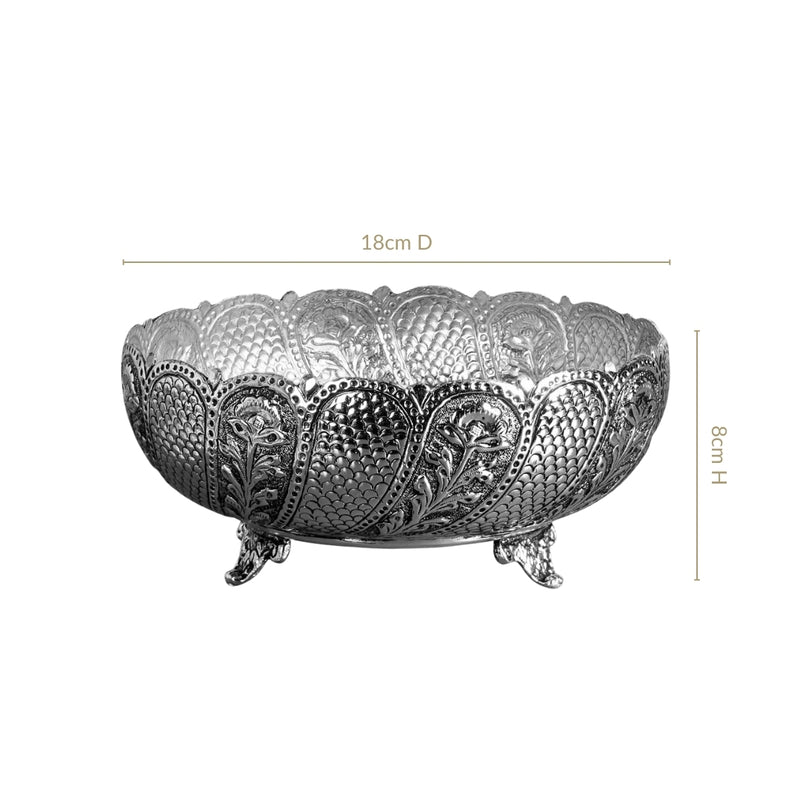 Lustre Brass Urli With Pure Silver Coating 18cm