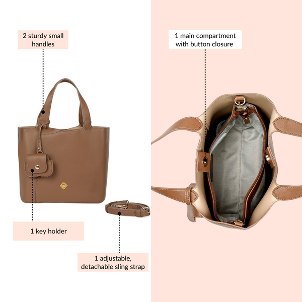 Nara Brown Tote Bag With Sling