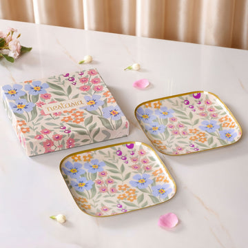 Peony Petals Snack Plates Set Of 2 In Gift Box