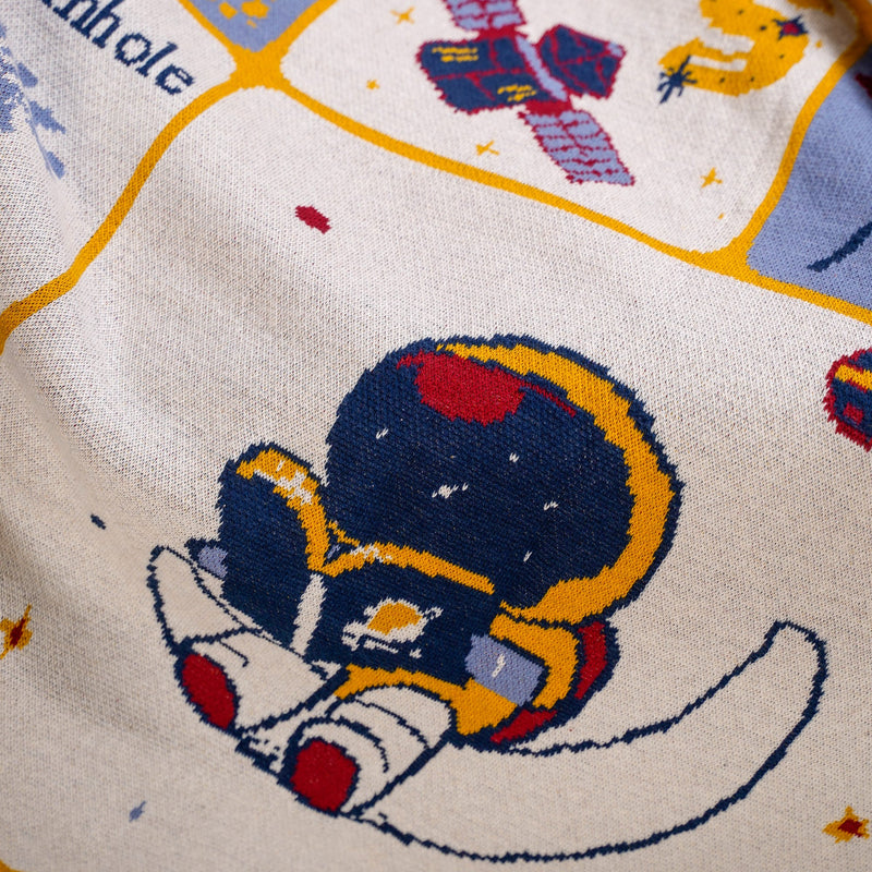 Galaxy Explorer Alphabet Knitted Kids Cotton Throw 152x125cm