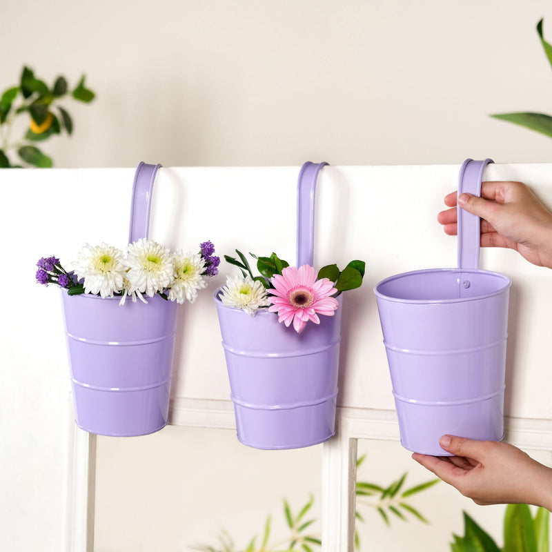 Garden Muse Hanging Flower Bucket Set Of 3 Lavender