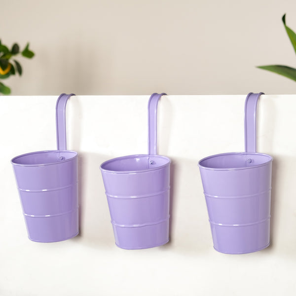 Garden Muse Hanging Flower Bucket Planter Set Of 3 Lavender