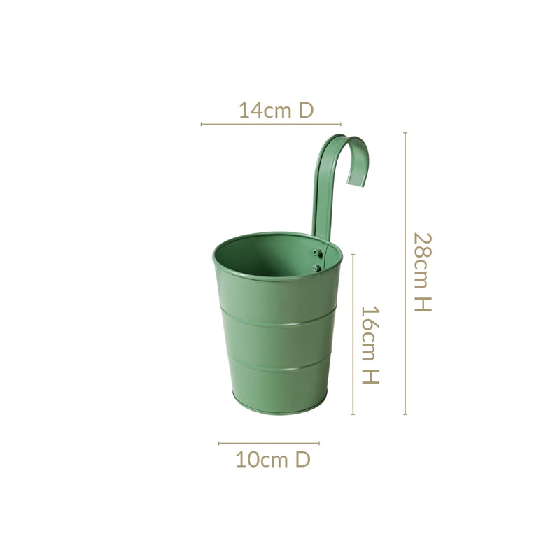 Garden Muse Hanging Flower Bucket Set Of 3 Sage Green