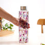 Garden Rose Large Glass Water Bottle 1000ml