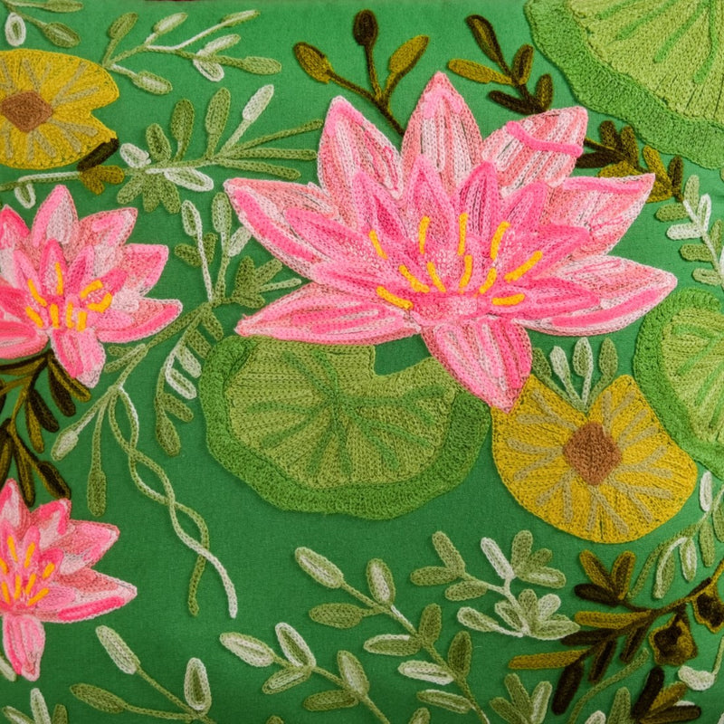 Gardenia Embroidered Cotton Cushion Cover 40x40cm
