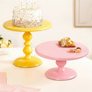 Sugar Pop Round Cake Stand Set Of 2 Pink And Yellow