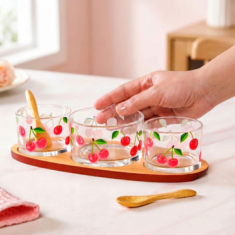 Very Cherry Platter With Spoon Set Of 6