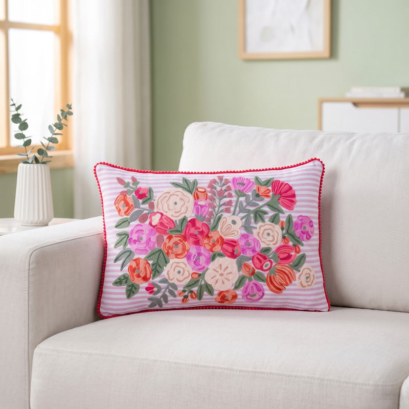Blush Stripe Cotton Cushion Cover 50x35cm