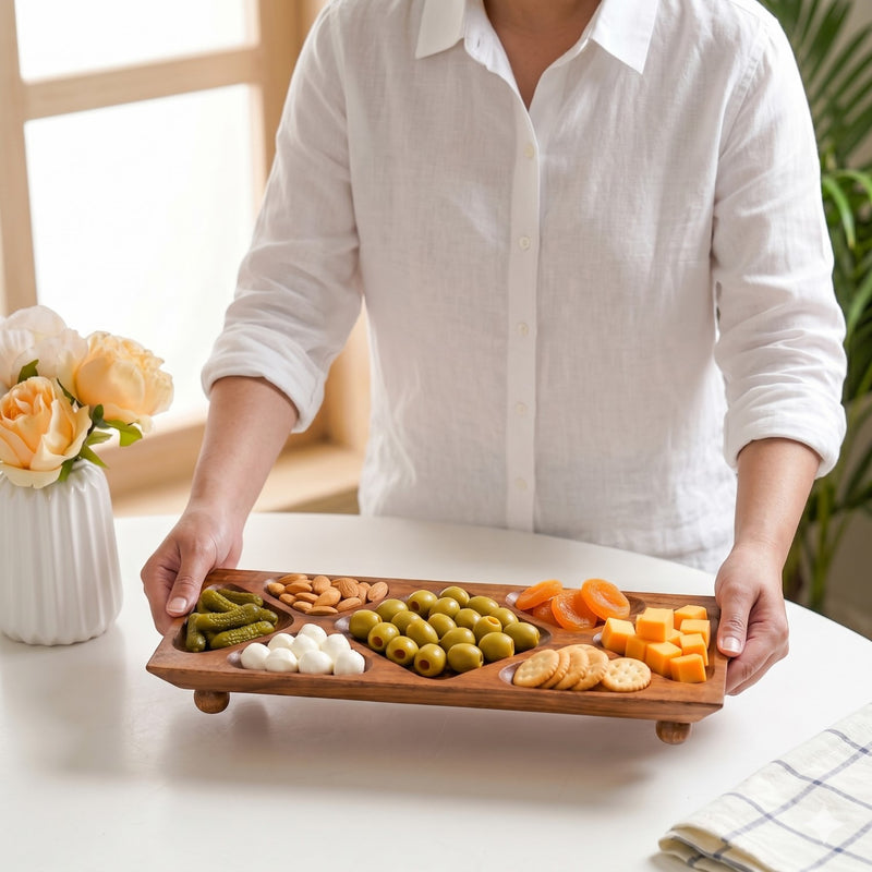 Nero Sectioned Serving Platter 43x18cm