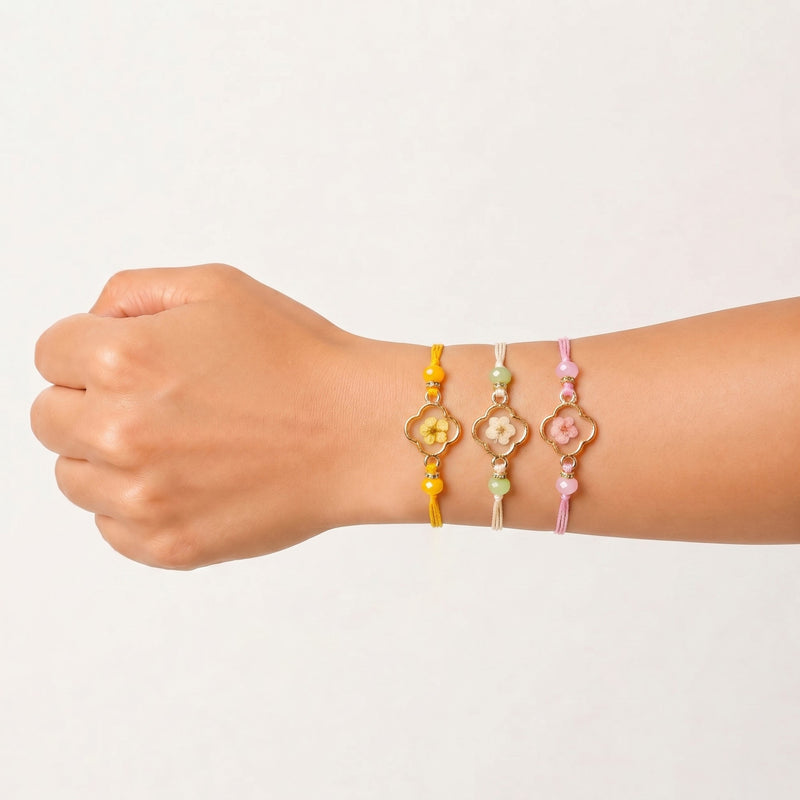 Pressed Petal Trio Rakhi Gift Set