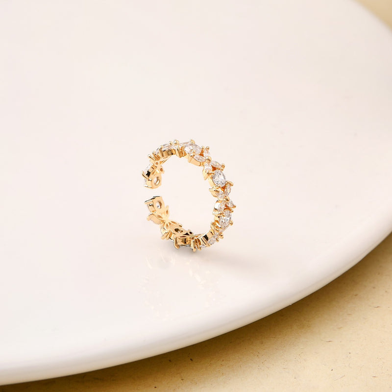Geometric Floral Gold Ring
