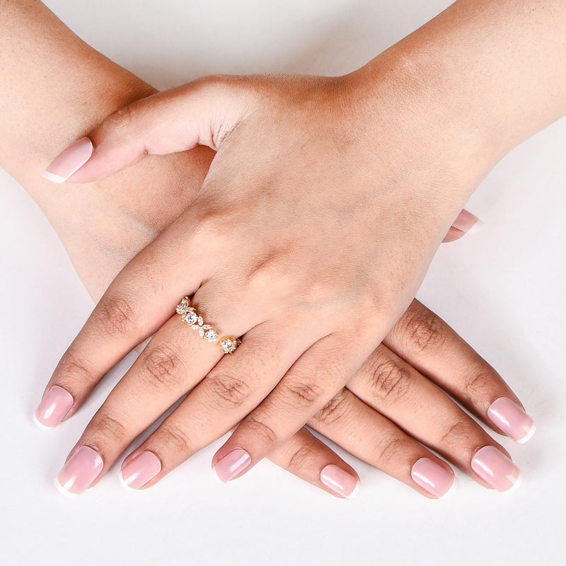 Geometric Floral Gold Ring