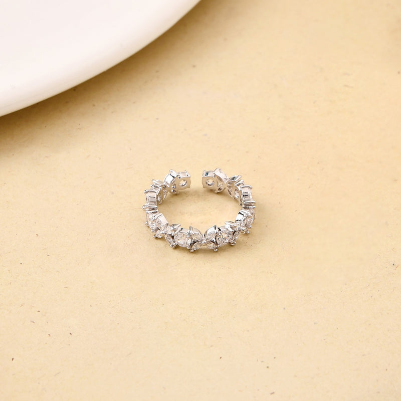 Geometric Floral Silver Ring