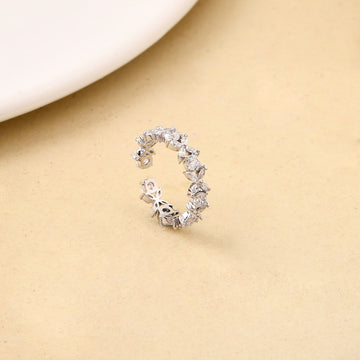 Geometric Floral Silver Ring