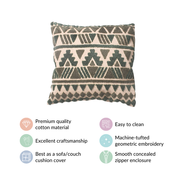Geometric Tufted Cushion Cover 15x15 Inch
