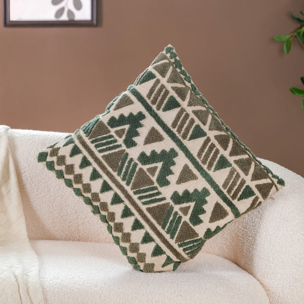 Geometric Tufted Cushion Cover 15x15 Inch