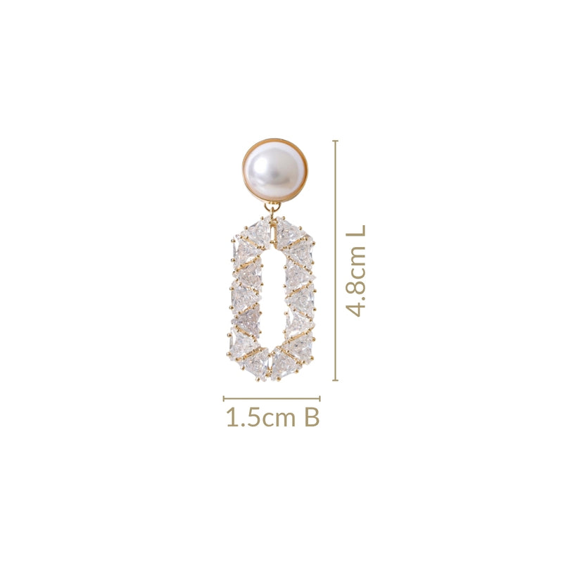 Geometric Gold Pearl Hexa Dangler