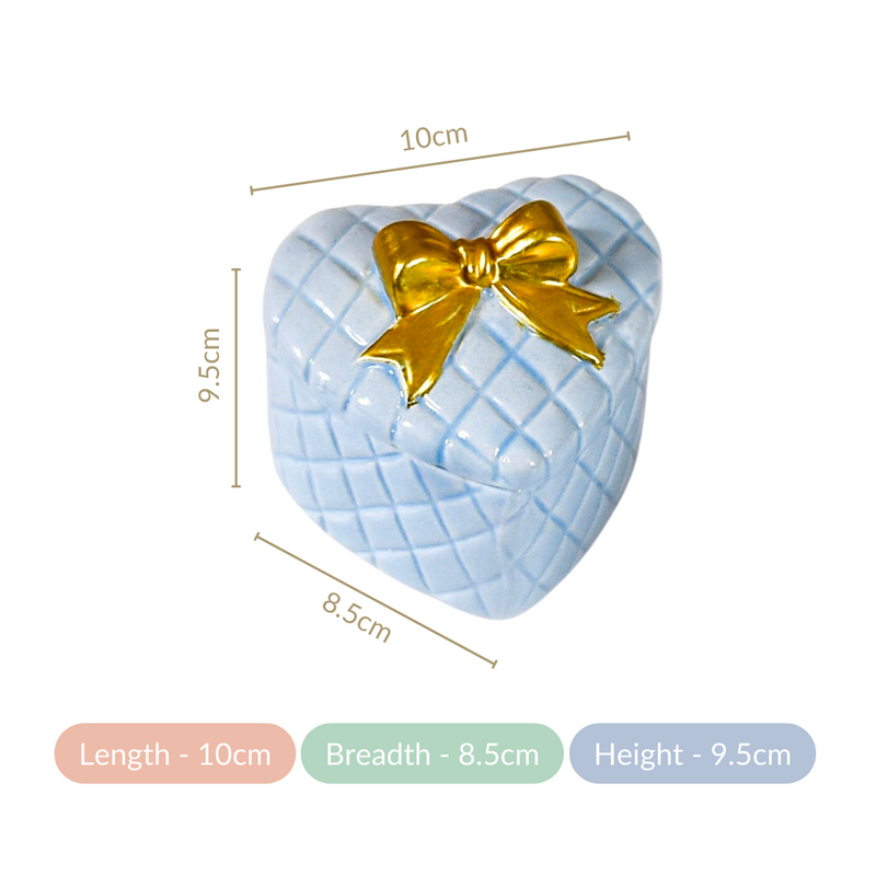 Textured Heart Ceramic Gift Box Set Of 2 Blue