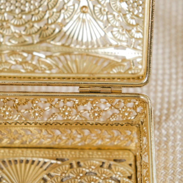 Antique Metal Jewellery Box Gold Set Of 2