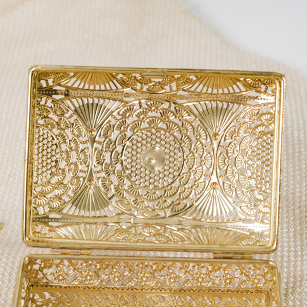 Antique Metal Jewellery Box Gold Set Of 2
