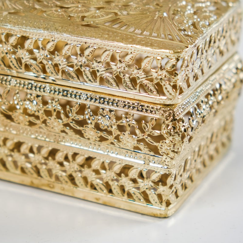 Gold Gift Box Set Of 2 - Antique Metal Jewellery Box, Gold Jewellery Box Set, Set of 2, Decorative Metal Jewellery Box