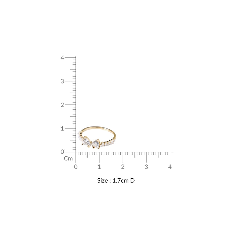 Gilded Bow Charm Pearl Gold Ring