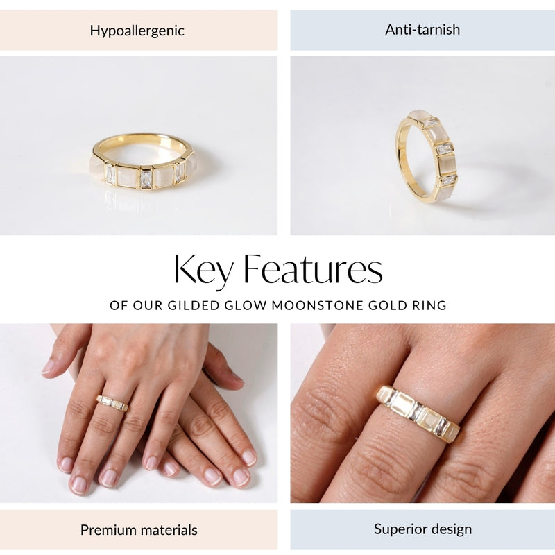 Gilded Glow Moonstone Gold Ring