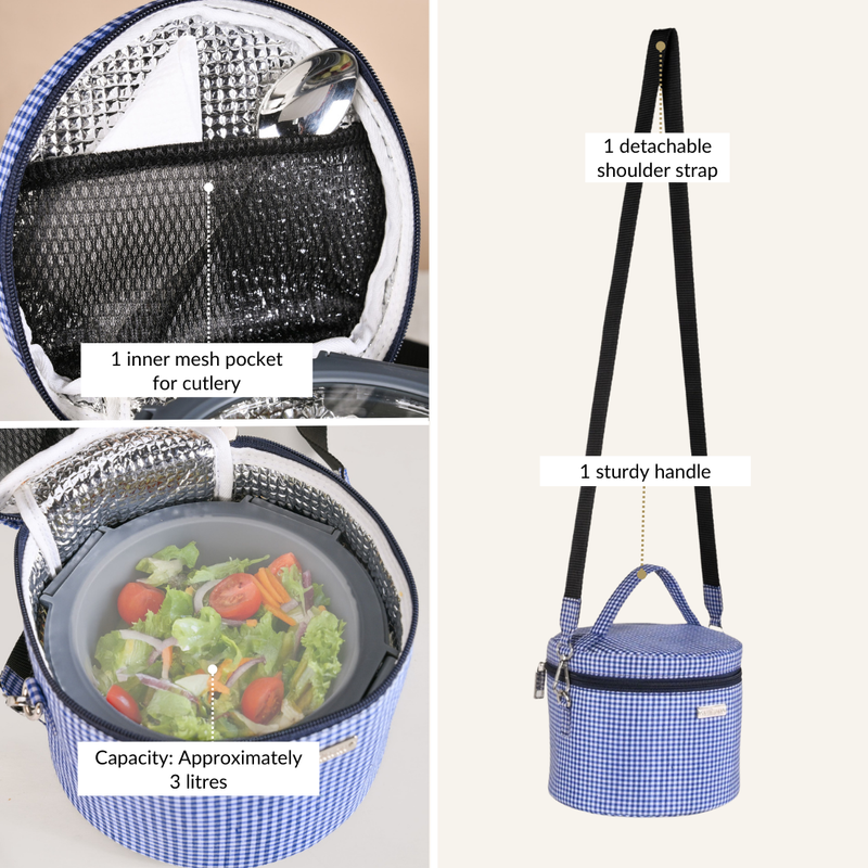 Gingham Daily Insulated Lunch Bag Azure