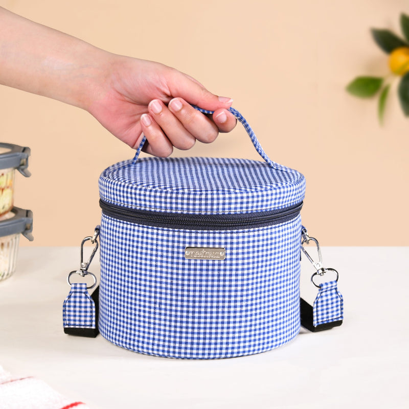 Gingham Daily Insulated Lunch Bag Azure