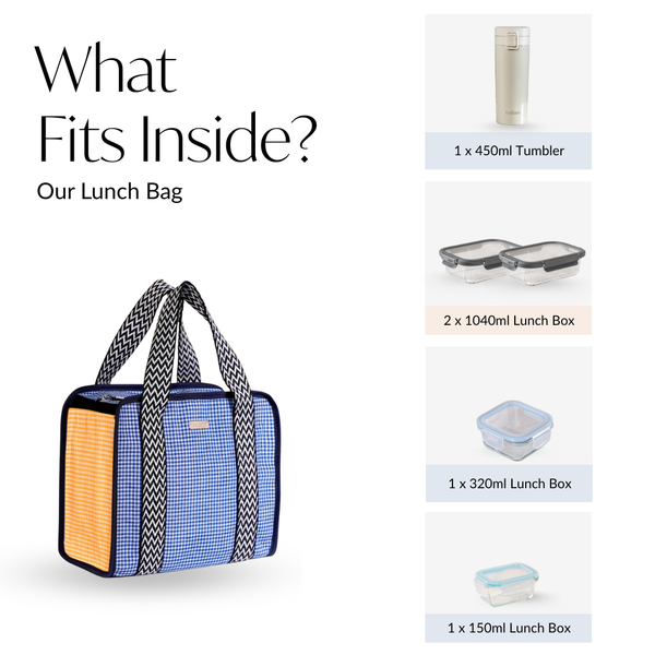Checkered Lunch Bag Blue